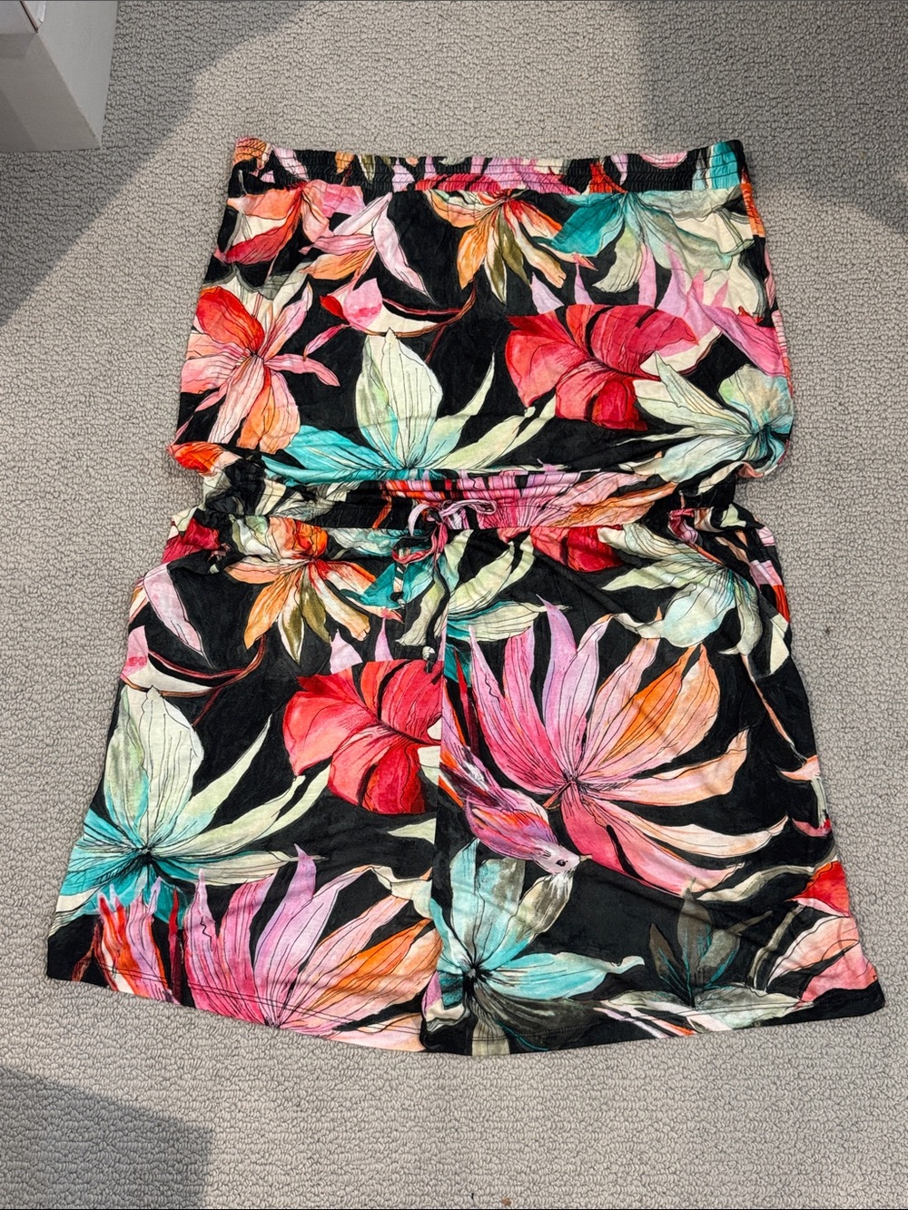 Lascana by Venus Tropical Floral Strapless Romper - Black Multi 1XL pockets